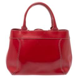 Pre Owned Furla Red Leather Buckle Satchel