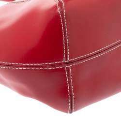 Pre Owned Furla Red Leather Buckle Satchel