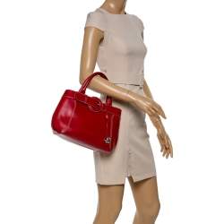 Pre Owned Furla Red Leather Buckle Satchel