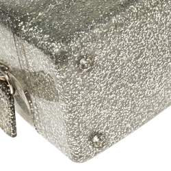 Pre Owned Furla Silver Glitter Rubber Mini Candy Satchel