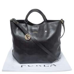 Pre Owned Furla Black Leather Alissa Tote