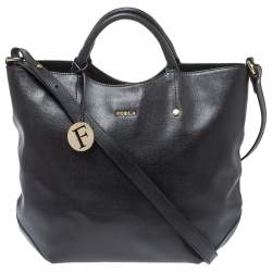 Pre Owned Furla Black Leather Alissa Tote