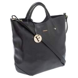 Pre Owned Furla Black Leather Alissa Tote