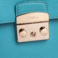 Pre Owned Furla Blue Leather Medium Metropolis Satchel