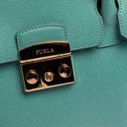Pre Owned Furla Blue Leather Medium Metropolis Satchel