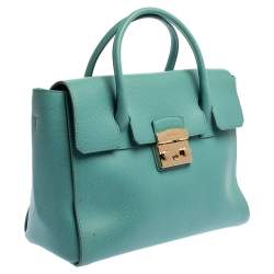 Pre Owned Furla Blue Leather Medium Metropolis Satchel