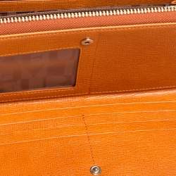 Pre Owned Furla Burnt Orange Leather Zip Around Wallet
