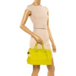 Pre Owned حقيبة فورلا كاندي مطاط بي في سي صفراء