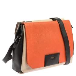 Pre Owned Furla Tri Color Leather Meridienne Shoulder Bag