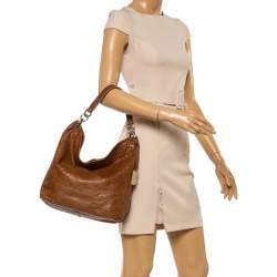 Furla Tan Python Embossed Leather Hobo