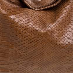 Furla Tan Python Embossed Leather Hobo