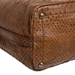 Furla Tan Python Embossed Leather Hobo