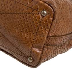 Furla Tan Python Embossed Leather Hobo