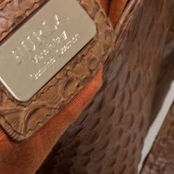 Furla Tan Python Embossed Leather Hobo