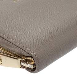 Pre Owned Furla Grey Leather Zip Around  Wallet