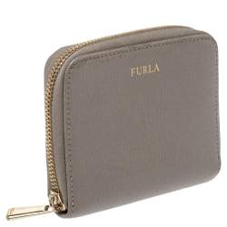 Pre Owned Furla Grey Leather Zip Around  Wallet