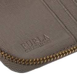 Pre Owned Furla Grey Leather Zip Around  Wallet