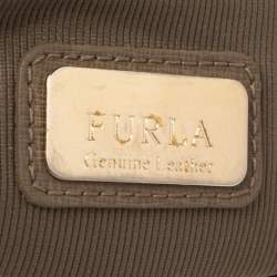 Pre Owned Furla Dark Beige Leather Medium Linda Tote
