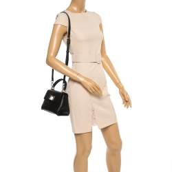 Pre Owned Furla Black Leather Mini 1927 Top Handle Bag