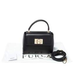 Pre Owned Furla Black Leather Mini 1927 Top Handle Bag