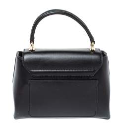Pre Owned Furla Black Leather Mini 1927 Top Handle Bag