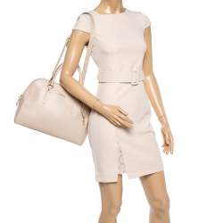 Pre Owned Furla Light Beige Leather Logo Satchel