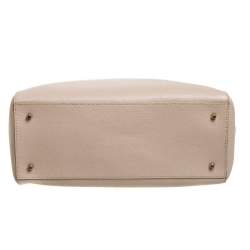 Pre Owned Furla Light Beige Leather Logo Satchel