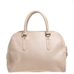 Pre Owned Furla Light Beige Leather Logo Satchel