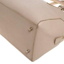 Pre Owned Furla Light Beige Leather Logo Satchel