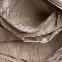 Pre Owned Furla Light Beige Leather Logo Satchel