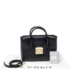 Pre Owned Furla Black Leather Small Metropolis Tote