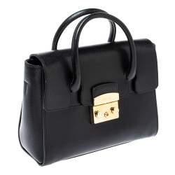 Pre Owned Furla Black Leather Small Metropolis Tote