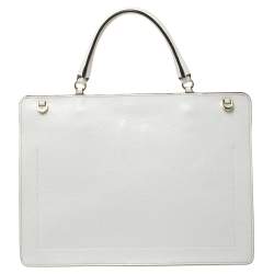 Pre Owned Furla Grey Leather Flap Top Handle Bag