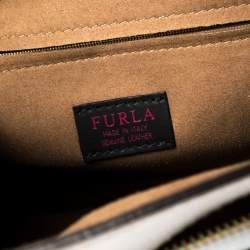Pre Owned Furla Grey Leather Flap Top Handle Bag