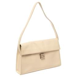 Pre Owned Furla Beige Patent Leather Shoulder Bag