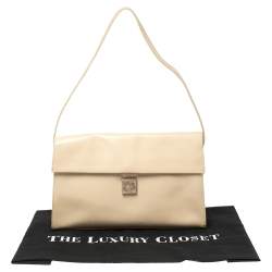 Pre Owned Furla Beige Patent Leather Shoulder Bag