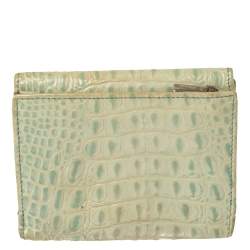Furla Mint Green Croc Embossed Leather Compact Wallet