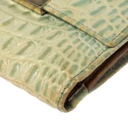 Furla Mint Green Croc Embossed Leather Compact Wallet