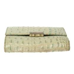 Furla Mint Green Croc Embossed Leather Compact Wallet