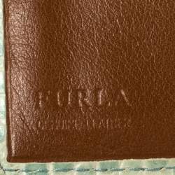 Furla Mint Green Croc Embossed Leather Compact Wallet