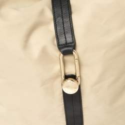 Pre Owned حقيبة كتف فورلا بقلاب مشبك جلد ونايلون بيج/ أسود