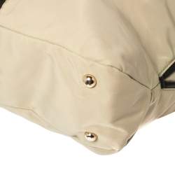 Pre Owned حقيبة كتف فورلا بقلاب مشبك جلد ونايلون بيج/ أسود