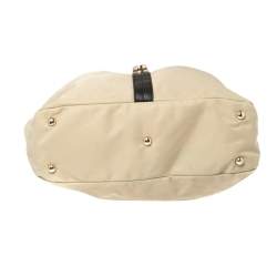 Pre Owned حقيبة كتف فورلا بقلاب مشبك جلد ونايلون بيج/ أسود