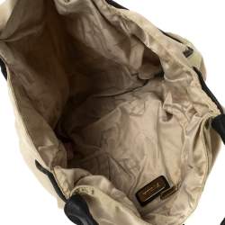 Pre Owned حقيبة كتف فورلا بقلاب مشبك جلد ونايلون بيج/ أسود