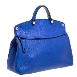 Furla Blue Grained Leather Piper Dome Satchel