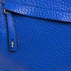 Furla Blue Grained Leather Piper Dome Satchel