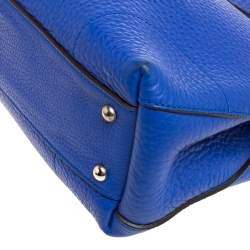 Furla Blue Grained Leather Piper Dome Satchel