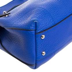 Furla Blue Grained Leather Piper Dome Satchel