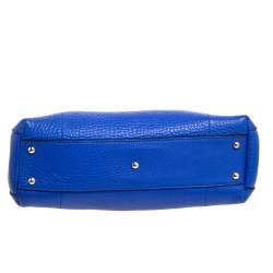 Furla Blue Grained Leather Piper Dome Satchel