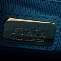 Pre Owned Furla Light Blue Leather Metropolis Top Handle Bag